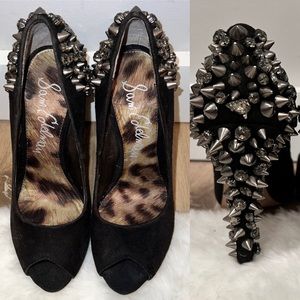 🔥 Sam Edelman Lorissa Spiked Peep-Toe Heels Size 5